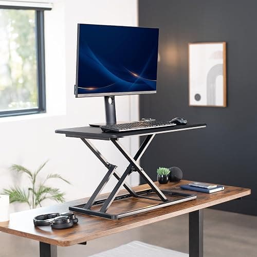 VIVO Economy Single Top Height Adjustable 29 inch Standing Desk Converter, Sit Stand Tabletop Monitor and Laptop Riser Platform Workstation, DESK-V000U thumbnail 2
