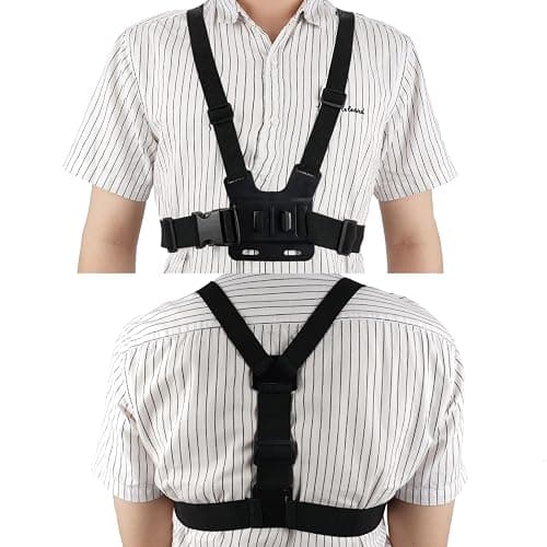 Waterproof Chest Mount, Harness, Strap, Compatible with Gopro Hero 13 12 11 10 9 8 7 6 5 4 3 / DJI, AKASO, Apeman, Apexcam & Most Action Cameras, Chest Strap +2 J-Hook, Thumbscrew & Storage Bag thumbnail 3