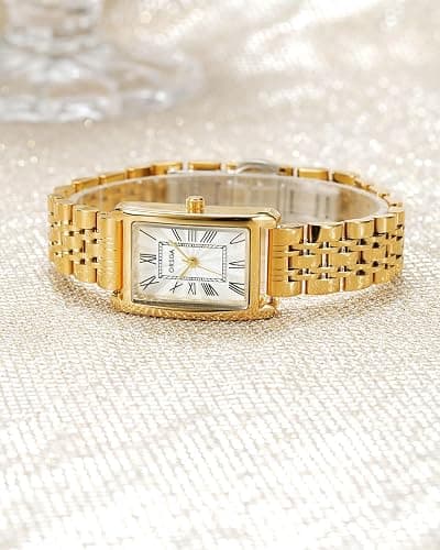 CIVO Womens Watches Vintage Square Stainless Steel Analog Quartz Wrist Watch Waterproof Fashion Elegant Dainty Ladies Watch - 1-gold Silver thumbnail 2