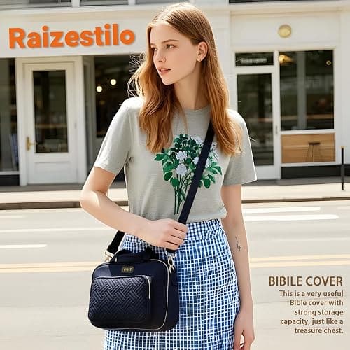 Bible Cover for Women Bible Case, Large Bible Bag, Bible Study Supplies Bible Journaling Kit Book Carrying Case with Bible Highlighters Tabs, Valentines Day Christian Gifts for Women (Black) thumbnail 2