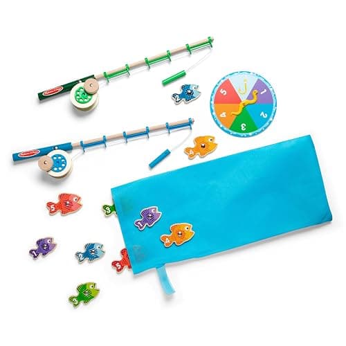 Melissa & Doug Catch & Count Wooden Fishing Game With 2 Magnetic Rods - Image 1