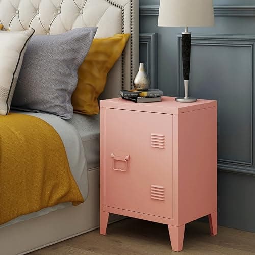 MIOCASA Metal Nightstand Modern End Side Table Steel Bedside Storage Cabinet with Shelf Easy Assembly for Living Room Bedroom thumbnail 2