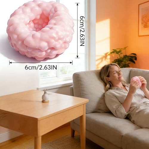 2-Pack Crunchy Squishy Stress Ball, Slow-Rebound Sensory Squeeze Balls, Relieve Anxiety, Improve Focus, Satisfying Desktop Stress Relief Toys (Pink and Blue) thumbnail 2