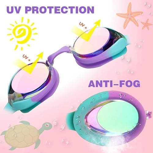 Keary Kids Swim Goggles for Toddler Kids Youth(3-12),Anti-Fog Waterproof Anti-UV Clear Vision Water Pool Goggles thumbnail 4