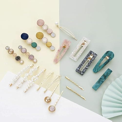Mehayi 20 PCS Macaron Pearl Acrylic Resin Fashion Hair Clips Set, Cute Hair Barrettes Bobby Pins, Boho Fancy Hairpin Accessories Headwear Styling Tools, Gifts for Women Girls Decorative Wedding thumbnail 6