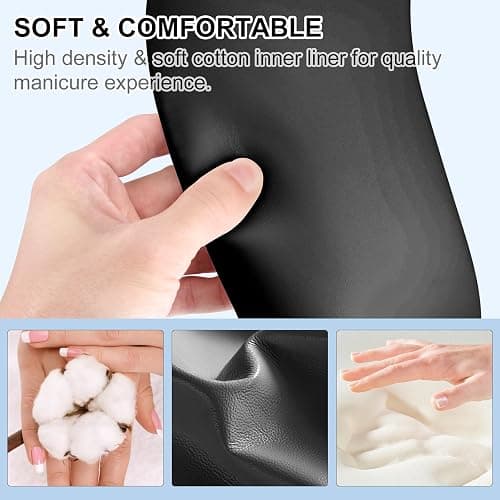 Arm Rest for Nails Tech,Comfortable Leather U Shaped Manicure Hand Rest Pillow Cushion,Ergonomic Slope Nail Arm Rest Stand for Nails Salon,Detachable Bracket,Easy to Clean(Black） thumbnail 2
