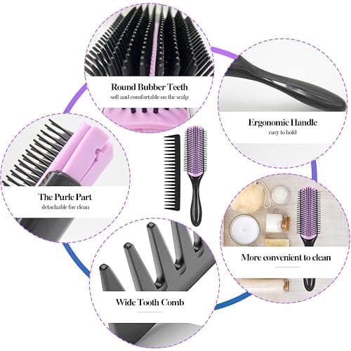 12Pcs Detangling Brush Set for Curly Hair, Curly Hair Brush with Sleep Bonnet Afro America/African 3a to 4c Texture, Easier and Faster on Wash Days thumbnail 2