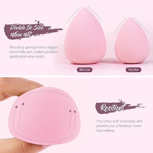 BEAKEY Makeup Sponge 5 Pack, Latex-Free Makeup Sponges for Foundation | Soft, Low-absorption Blenders, for Liquid Cream Powder and Concealer, Wet or Dry Use, Multi-colored Boun Boun Beauty Sponge thumbnail 3