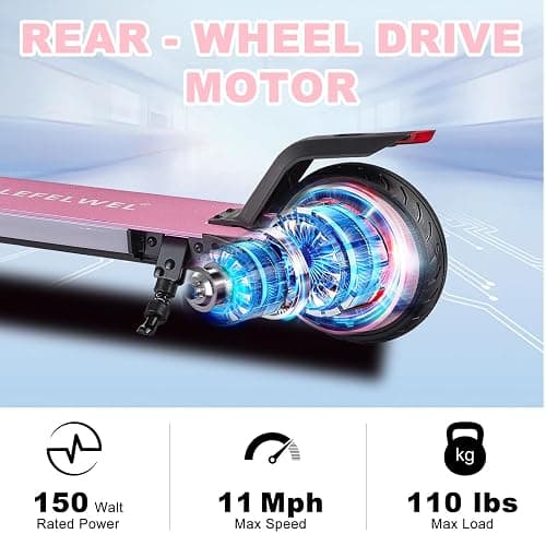 Electric Scooter for Kids Ages 6-12, 150W Motor, 4/7/11 Mph, 60 mins Ride Time, Adjustable Speed, LED Display, Colorful Lights, Electronic Brake, Foldable Kids Electric Scooter thumbnail 4