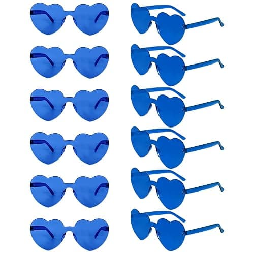 Bouiexye 12 Pack Heart Sunglasses for Women Transparent Heart Glasses for Bachelorette Birthday Party Favor Gifts - Image 1