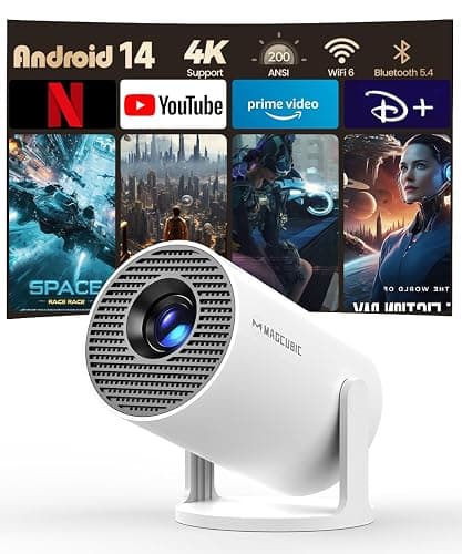 Magcubic Mini Beamer 4K Unterstützt Android 14, Smart Projector 5G WiFi 6 BT 5.4, Mini Projektor Full HD 1080P Unterstützt 200ANSI 8000L Auto Horizontal Trapezoid Correction (weiß) - Image 1