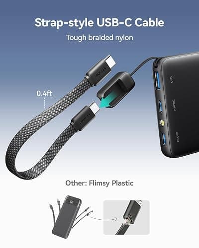 INIU Portable Charger, Ultra Slim 45W Fast Charging with Attached USB C Cable, Flight-Safe 10000mAh PD Power Bank Battery Pack, Travel Essential Phone Powerbank for iPhone 17 16 Samsung S25 Google etc thumbnail 5