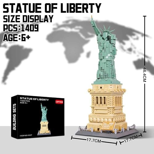 LQPFBSM Statue of Liberty Building Blocks Sets Collectible New York City Architecture Souvenir Model World Famous Landmark Building Kits Toys Gift for Adults Kids and Teens 1409PCS thumbnail 3