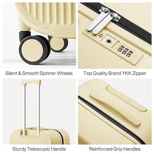 mixi 26 Inch Large Checked Luggage PC Hardshell Suitcases with Wheels for Travel Woman Men, Lark Yellow thumbnail 4