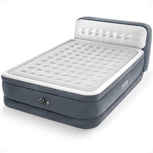 INTEX Dura-Beam 18" Queen Size Air Mattress with Built-in Headboard & Pump | 64447ED - Deluxe Ultra Plush Portable Inflatable Bed for Camping & Travel - Image 1