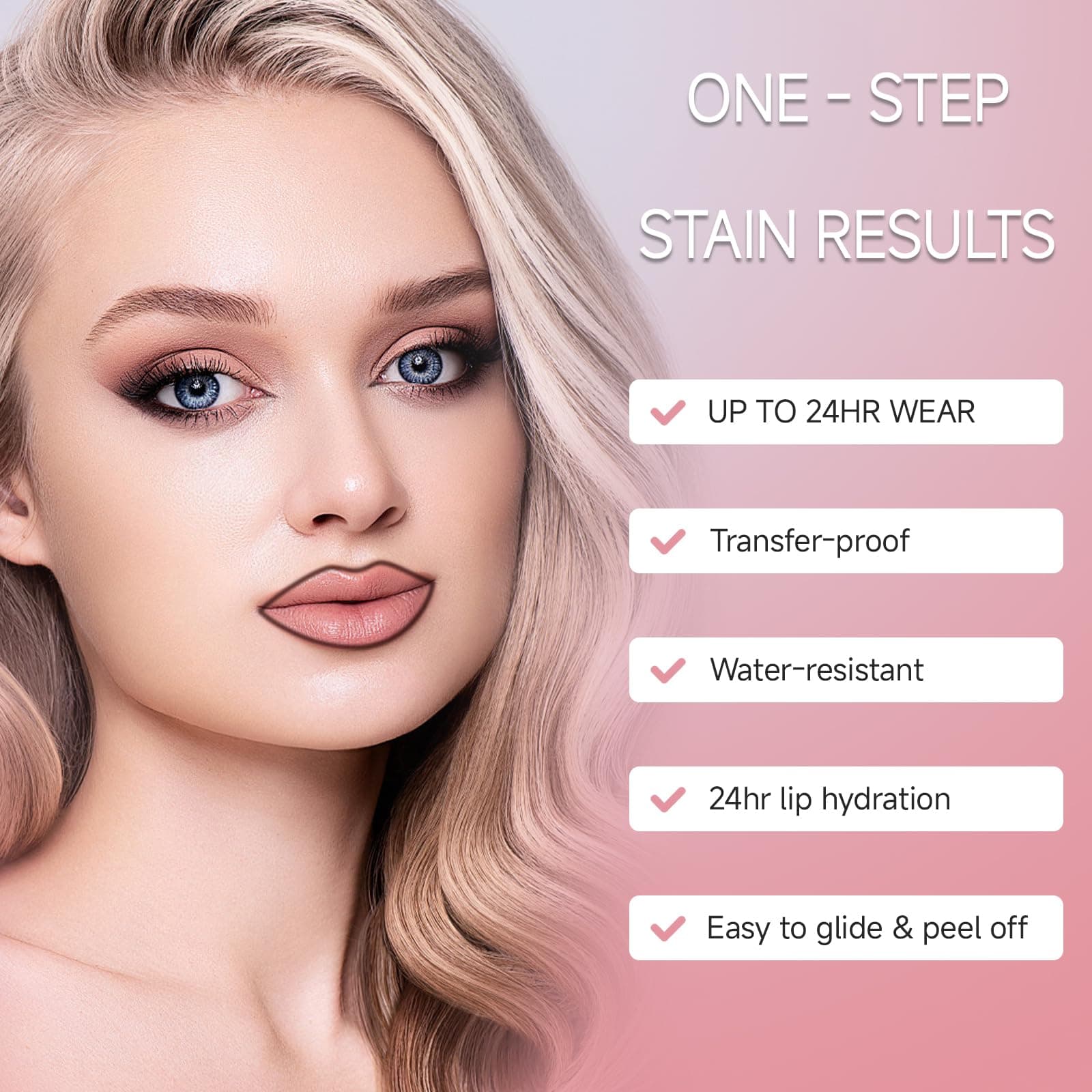 KISSIO Lip Liner Stain,Peel Off Lip Liner,Transfer Proof,Long Lasting and Waterproof,Lip Tint Tattoo,Natural Makeup Stain,Matte Finish,03 Coral red thumbnail 3