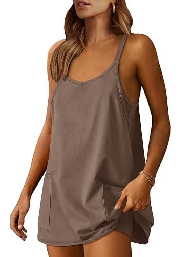 ANRABESS Women Athletic Dress Summer Tennis Workout Active Sports Mini Romper Dress Built in Shorts Travel Vacation Clothes - Image 1