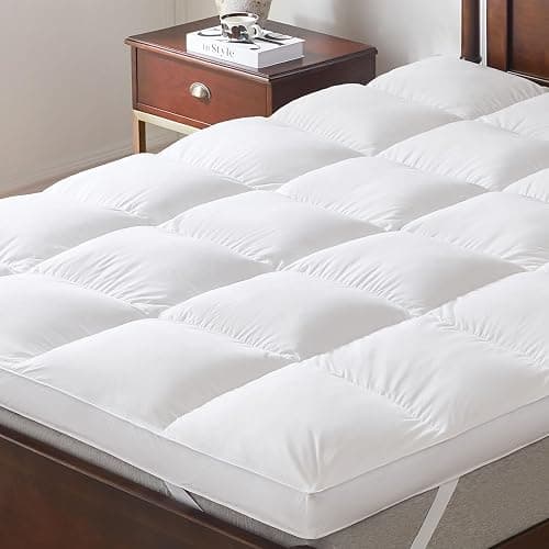LeWinBedding 3 Inch White Goose Feather Mattress Topper,Twin Feather Bed Topper,Mattress Cover with Straps,Ultra Soft Pillowtop,100% Cotton Fabric(39”x75”) - Image 1