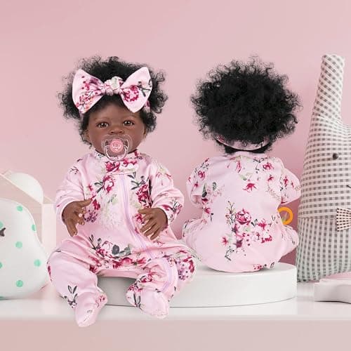 Aori Lifelike Reborn Baby Dolls Clothes 20 inch Purple Clothing Floral Jumpsuits Set for 17-20 Inch Newborn Girl Doll thumbnail 6