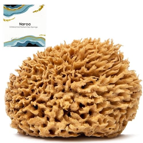 Naroa Soft Natural Sea Sponge | Gentle Loofah for Bathing Smooth Skin | Unbleached Shower Body Scrubber Puff | Bath & Spa (Medium) - Image 1
