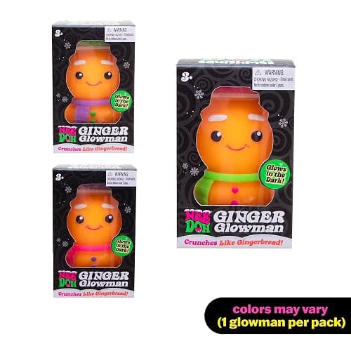 Schylling NeeDoh Squishmas Ginger Glowman - Christmas Squeeze Toy - Satisfying Snow-Like Crunch - 3.5" Tall - Color May Vary (Pack of 1) thumbnail 2