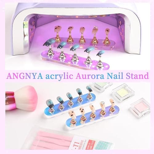 ANGNYA Nail Stand for Press on, 2 Set Aurora Nail Holder for Painting Nails Press on Nail Stands with 96 Pcs Reusable Sticky Putty for Nail Art Display Home & Salon Use thumbnail 3