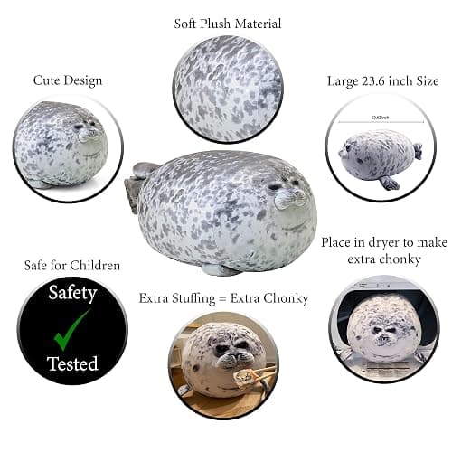 Pineapple Plush Seal Pillow, Giant Stuffed Animal Plushie, Stuffed Seal Plushy Squish Plush Toys, Jumbo Cute Plushies Large Stuffed Animals for Girls, Boys, Kids (23.6 inch) thumbnail 4