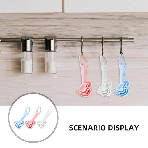BRIGHTFUFU Heart Shaped Measuring Spoons Set of 12 Pcs Plastic Dessert Coffee Tea Kitchen Tableware for Home and Restaurant Baking thumbnail 7