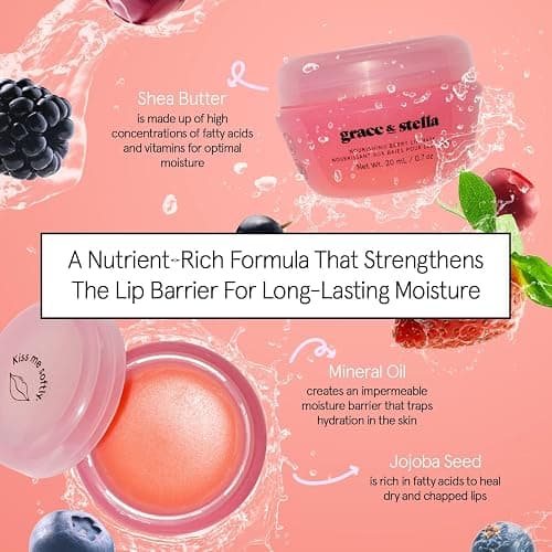 grace & stella Award Winning Lip Butter - Hydrating Lip Balm - Nourishing Lip Mask (1-pack) Travel Essentials, Travel Size Toiletries, Birthday Gifts for Women & Teens - Overnight Lip Repair - Vegan thumbnail 4