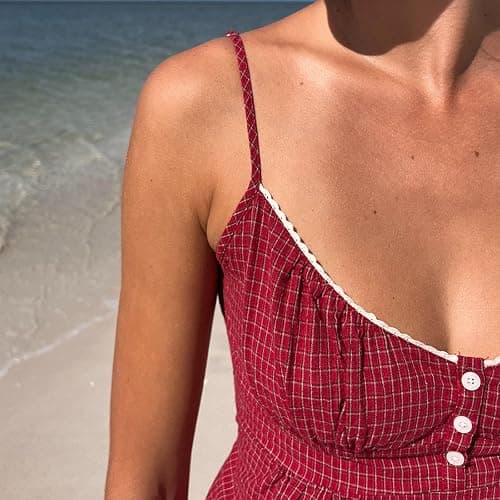 Women Floral Print Cami Top Y2k Spaghetti Strap Lace Camisole Fairy Grunge Scoop Neck Button Down Tie Back Tank Top thumbnail 4