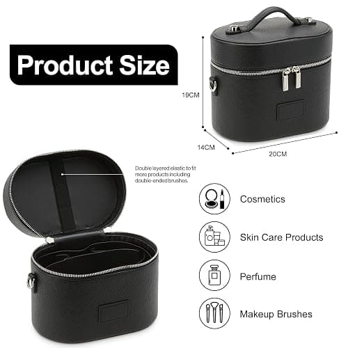 Makeup Bag Vanity Case, Portable Makeup Organizer Case, with Dividers Stylish Travel Toiletry Bags for Men Women, Wine Red, Toiletry Bag for Women (Black) thumbnail 4