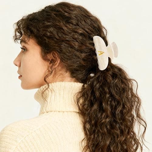 Fycert Gifts for Women Teen Girls,Medium Initial Hair Clips - Gold,A | Personalized Strong Hold Claw Clips – Great for Updo,Half Up Hairstyle – Daily Hair Accessories,Birthday Bridesmaid Gift thumbnail 2