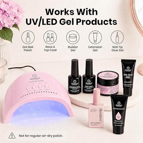 Beetles UV Nail Lamp with 3 Timer Smart Sensor UV Light for Gel Nails Pink | Nail Light 30/60/120s Timer Fast Curing One Hand or One Foot LED Nail Lamp for UV LED Gel Nails Art DIY Salon Nails Dryer thumbnail 2