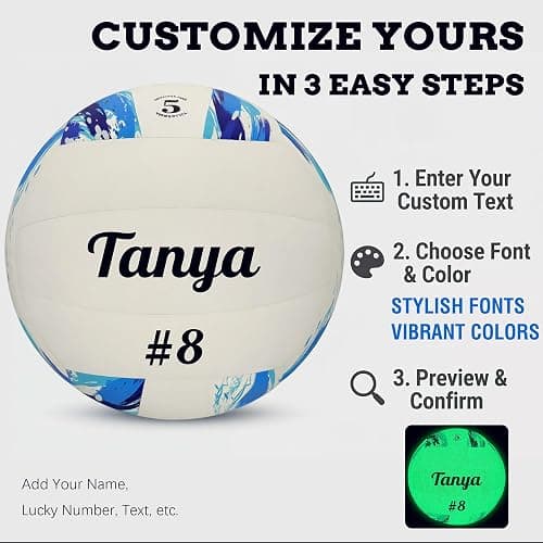 Custom Volleyball with Name - Glow in the Dark Personalized Gifts - Size 5 thumbnail 4