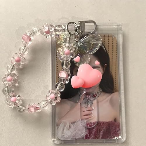 Hileapx Acrylic Butterfly Photocard Holder with Keychain, Cute Photo Card Holder for Kpop Album Card Credit Bank Card ID Badge Holders (No Photocard) thumbnail 3