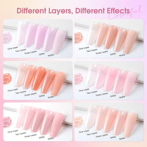 ROSALIND 30pcs Jelly Gel Polish Set, 26 Colors Translucent Nude Pink Neon Gel Nail Polish Set with Sheer Matte Glossy Glitter Effects for Nails with Base Gel Top Coat Salon DIY Home thumbnail 2
