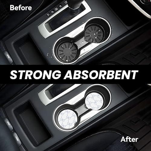 Blue Bow Car Cup Coaster 2 Pack Ceramic Absorbent Car Coasters 2.56 Inch Non-Slip Car Cup Holder Interior Car Accessories for Women Girls Cup Mats with Cork Base and Finger Notch thumbnail 5