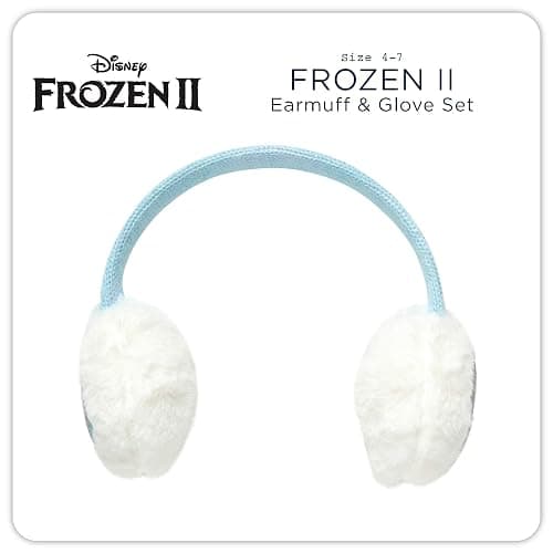 Disney Frozen 2-Piece Winter Accessory Set for Girls, Anna and Elsa Kids Earmuffs and Gloves, Size 4-7 Years, Blue thumbnail 5