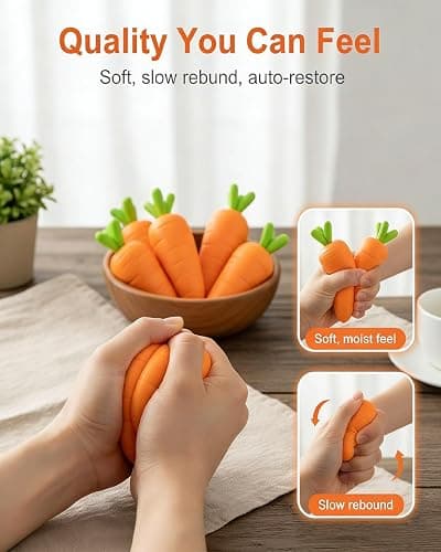 Giant Carrot/Strawberry/Dragon Fruit/BananaSquishy Stress Ball 4.5 Inch Jumbo Vegetable Slow Rise Sensory Fidget Toy Moldable Realistic Relaxing Easter Basket Stuffers Essentials(Carrots,1pc) thumbnail 4