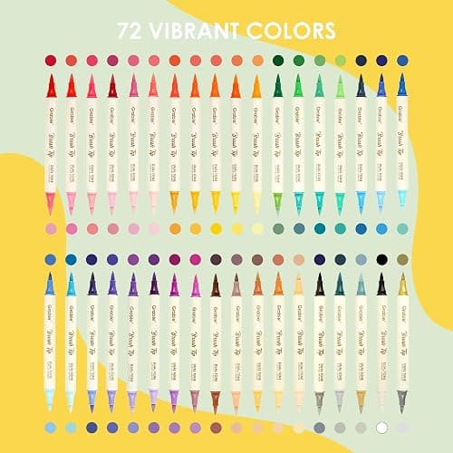 Grabie 72 Color Acrylic Paint Markers, Pack of 36 Dual Tip Brush Pens | 72 Colors in 36 Markers,Dual Tip Soft Brush Design,Water-Based Acrylic Ink For Paper, Rock, Wood, Canvas, Glass & Fabric thumbnail 9