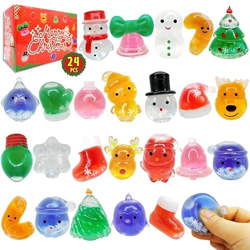 24 Pcs Squeeze Shapes Stress Squishy for Christmas Christmas Fidget Christmas Party Favors for Stocking Stuffers Prizes & Gift Box thumbnail 8