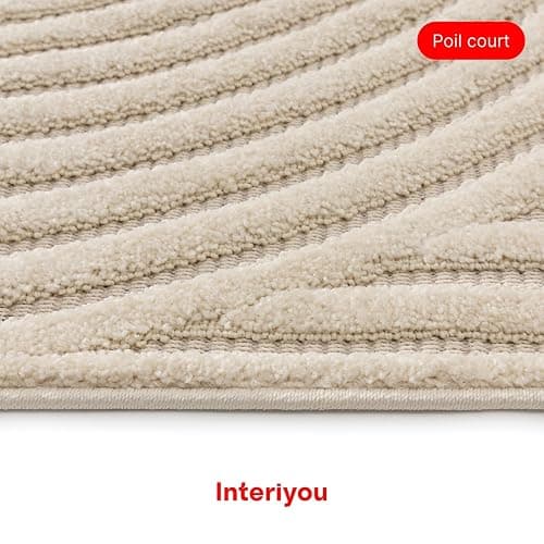 Interiyou Tapis Salon à Poils Courts Lecce - 120x170 Crème - Intérieur pour Chambre, Bureau, Couloir - Motif bohème scandinave avec Effet 3D - Design géométrique Plat thumbnail 5