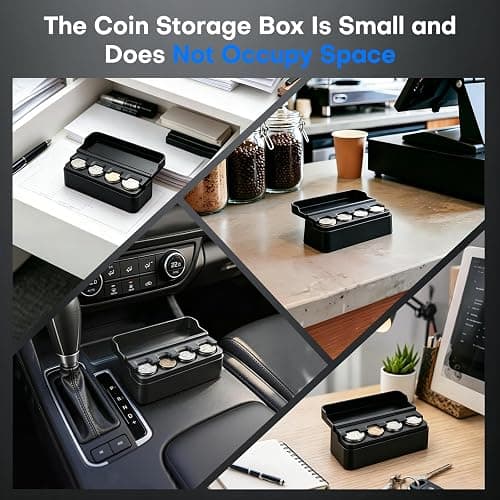 SINGARO Coin Holder for Car, Coin Change Organizer Compatible with Coins of Different Sizes, Dash-Mounted Holder Suitable for Most Cars, Trucks(Black) thumbnail 6