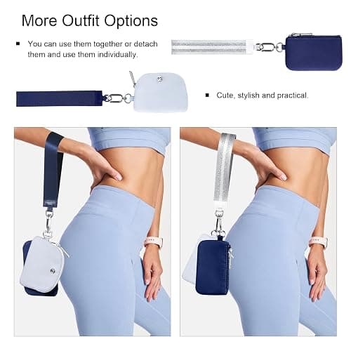 Babysun Mini Zip Around Dual Pouch Wristlet With 2 Straps Wristlet Keychain Wallet for Women Coin Purse Small Cute for Teen Girl thumbnail 4