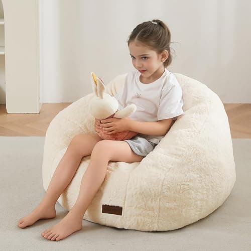 MAXYOYO Bean Bag Chair for Kids, Shell Shaped Bean Bag Couch for Boys and Girls, Toddler Chair Bean Bag Sofa for Playroom, Nursery Room, Beige thumbnail 6
