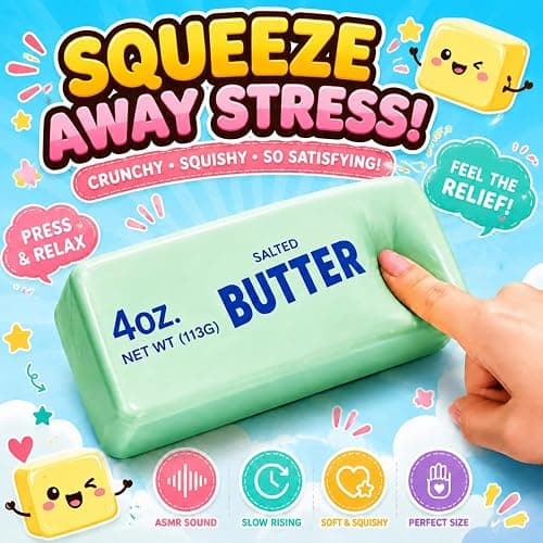 Crunchy Butter Squishy ASMR Bead Filled Slow Rising Squeeze Stress Relief | Crunchy Squishy Slow Rising Squeeze Stress Relief fidget , Portable ASMR Anxiety Relief Fidget thumbnail 4