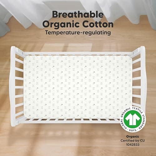 KeaBabies 2-Pack Organic Crib Sheets for Boys, Girls - 52x28 Fitted Crib Mattress Sheet Neutral, Breathable Jersey Cotton Cover for Baby Bed, Toddler Mattress, Soft & Cute Prints (Bumble Bear) thumbnail 3