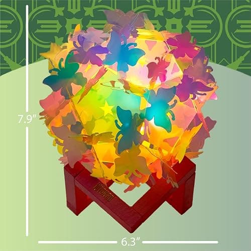 Wicked The Movie 3D Iridescent Butterfly Accent Lamp and Tabletop Night Light with Wood Base thumbnail 3