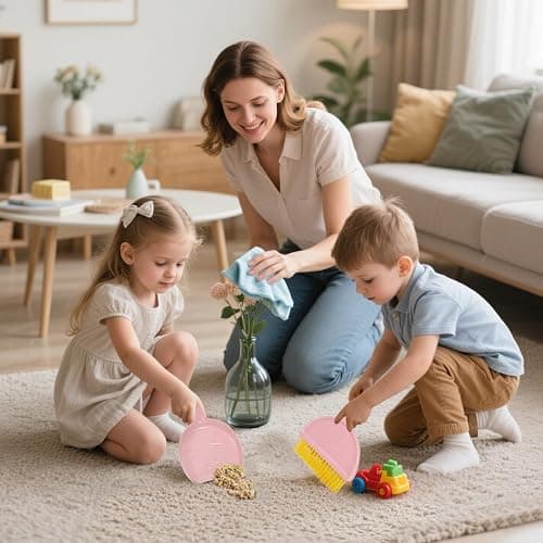 Shaloxar Small Broom and Dustpan Set,mini Compact Portable, for Home, Sofas, Kitchen countertops, Storage Shelves, Office desks, bathrooms, and pet Areas (Pink) thumbnail 8