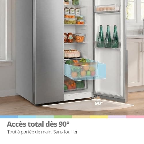 Comfee RCS536LS01EU(E) Réfrigérateur Combiné No Frost De 553 Litres, 347 L Pour Le Réfrigérateur + 206 L Pour Le Congélateur, Double Porte, Sans Givre, Efficace, Spacieux Pour La Famille, Blanc thumbnail 3
